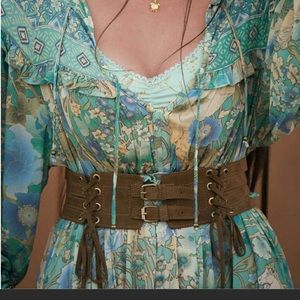 NWT Spell & The Gypsy Collective Josephine Suede Belt, Chocolate, Size Medium